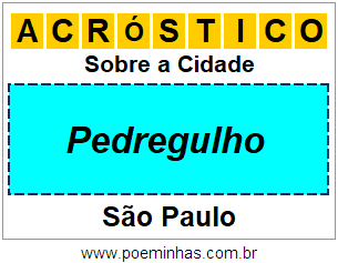 Acróstico Para Imprimir Sobre a Cidade Pedregulho