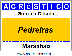 Acróstico Para Imprimir Sobre a Cidade Pedreiras