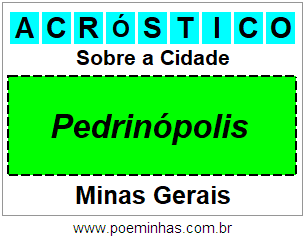 Acróstico Para Imprimir Sobre a Cidade Pedrinópolis