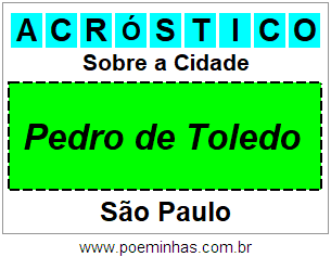 Acróstico Para Imprimir Sobre a Cidade Pedro de Toledo