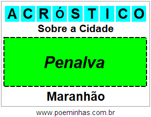 Acróstico Para Imprimir Sobre a Cidade Penalva