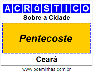 Acróstico Para Imprimir Sobre a Cidade Pentecoste