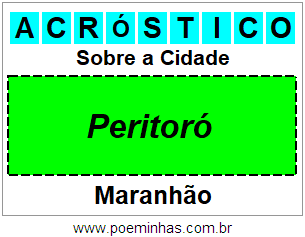 Acróstico Para Imprimir Sobre a Cidade Peritoró