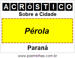 Acróstico Para Imprimir Sobre a Cidade Pérola