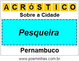 Acróstico Para Imprimir Sobre a Cidade Pesqueira