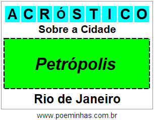 Acróstico Para Imprimir Sobre a Cidade Petrópolis