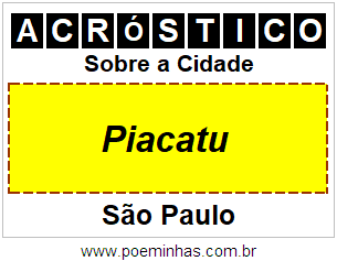 Acróstico Para Imprimir Sobre a Cidade Piacatu