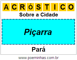 Acróstico Para Imprimir Sobre a Cidade Piçarra