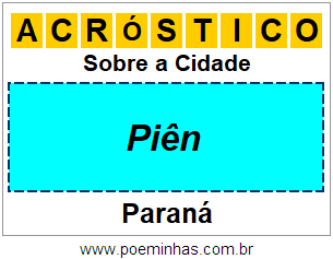 Acróstico Para Imprimir Sobre a Cidade Piên