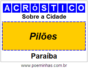 Acróstico Para Imprimir Sobre a Cidade Pilões