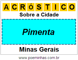 Acróstico Para Imprimir Sobre a Cidade Pimenta