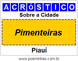 Acróstico Para Imprimir Sobre a Cidade Pimenteiras