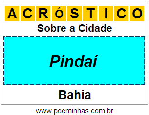 Acróstico Para Imprimir Sobre a Cidade Pindaí