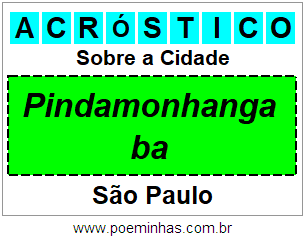 Acróstico Para Imprimir Sobre a Cidade Pindamonhangaba