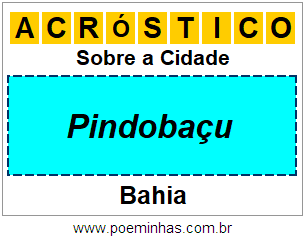 Acróstico Para Imprimir Sobre a Cidade Pindobaçu