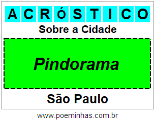 Acróstico Para Imprimir Sobre a Cidade Pindorama