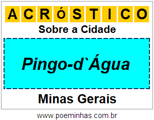 Acróstico Para Imprimir Sobre a Cidade Pingo-d`Água