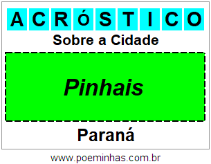 Acróstico Para Imprimir Sobre a Cidade Pinhais