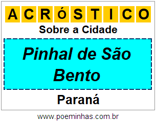 Acróstico Para Imprimir Sobre a Cidade Pinhal de São Bento