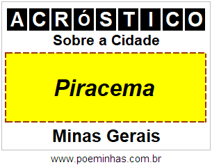 Acróstico Para Imprimir Sobre a Cidade Piracema