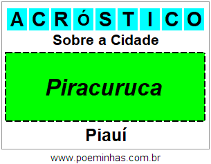 Acróstico Para Imprimir Sobre a Cidade Piracuruca