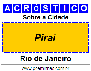 Acróstico Para Imprimir Sobre a Cidade Piraí