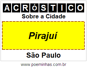 Acróstico Para Imprimir Sobre a Cidade Pirajuí