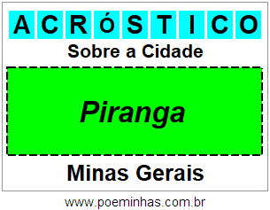 Acróstico Para Imprimir Sobre a Cidade Piranga