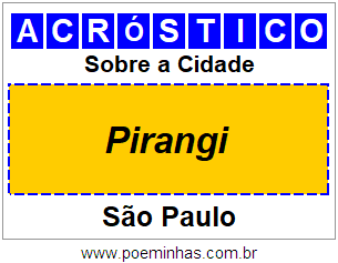 Acróstico Para Imprimir Sobre a Cidade Pirangi