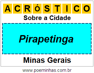 Acróstico Para Imprimir Sobre a Cidade Pirapetinga