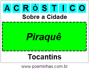 Acróstico Para Imprimir Sobre a Cidade Piraquê
