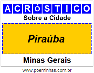 Acróstico Para Imprimir Sobre a Cidade Piraúba