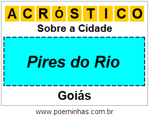 Acróstico Para Imprimir Sobre a Cidade Pires do Rio