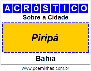 Acróstico Para Imprimir Sobre a Cidade Piripá