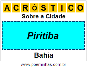 Acróstico Para Imprimir Sobre a Cidade Piritiba