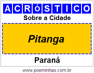 Acróstico Para Imprimir Sobre a Cidade Pitanga