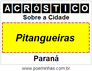 Acróstico Para Imprimir Sobre a Cidade Pitangueiras