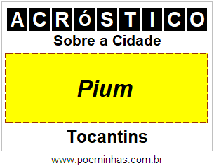 Acróstico Para Imprimir Sobre a Cidade Pium