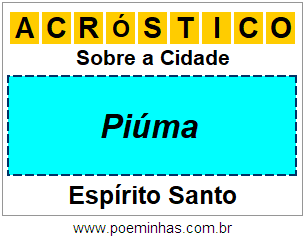 Acróstico Para Imprimir Sobre a Cidade Piúma