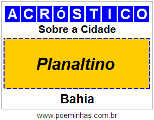 Acróstico Para Imprimir Sobre a Cidade Planaltino