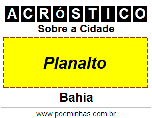 Acróstico Para Imprimir Sobre a Cidade Planalto