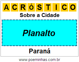 Acróstico Para Imprimir Sobre a Cidade Planalto