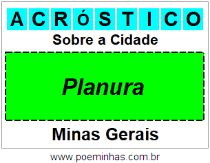 Acróstico Para Imprimir Sobre a Cidade Planura