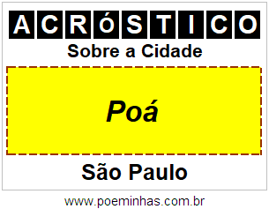 Acróstico Para Imprimir Sobre a Cidade Poá