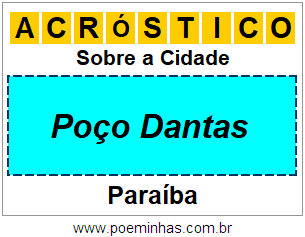 Acróstico Para Imprimir Sobre a Cidade Poço Dantas