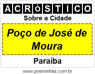 Acróstico Para Imprimir Sobre a Cidade Poço de José de Moura