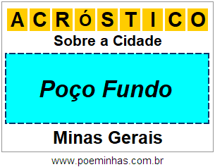 Acróstico Para Imprimir Sobre a Cidade Poço Fundo