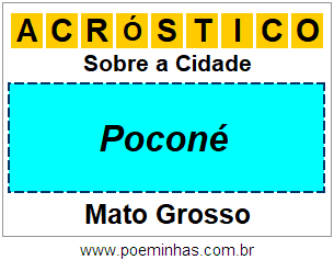 Acróstico Para Imprimir Sobre a Cidade Poconé