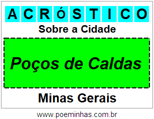 Acróstico Para Imprimir Sobre a Cidade Poços de Caldas