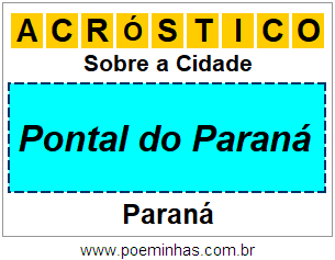 Acróstico Para Imprimir Sobre a Cidade Pontal do Paraná